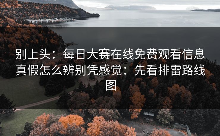 别上头：每日大赛在线免费观看信息真假怎么辨别凭感觉：先看排雷路线图